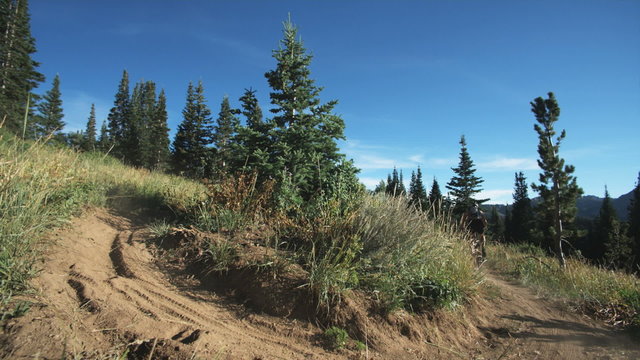 mountain bikers making a turn
