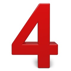 Number. 3D. Red Four