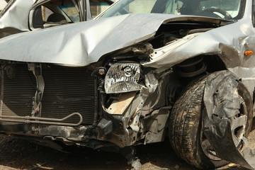 Obraz na płótnie Canvas Car crash image with damage to front left side