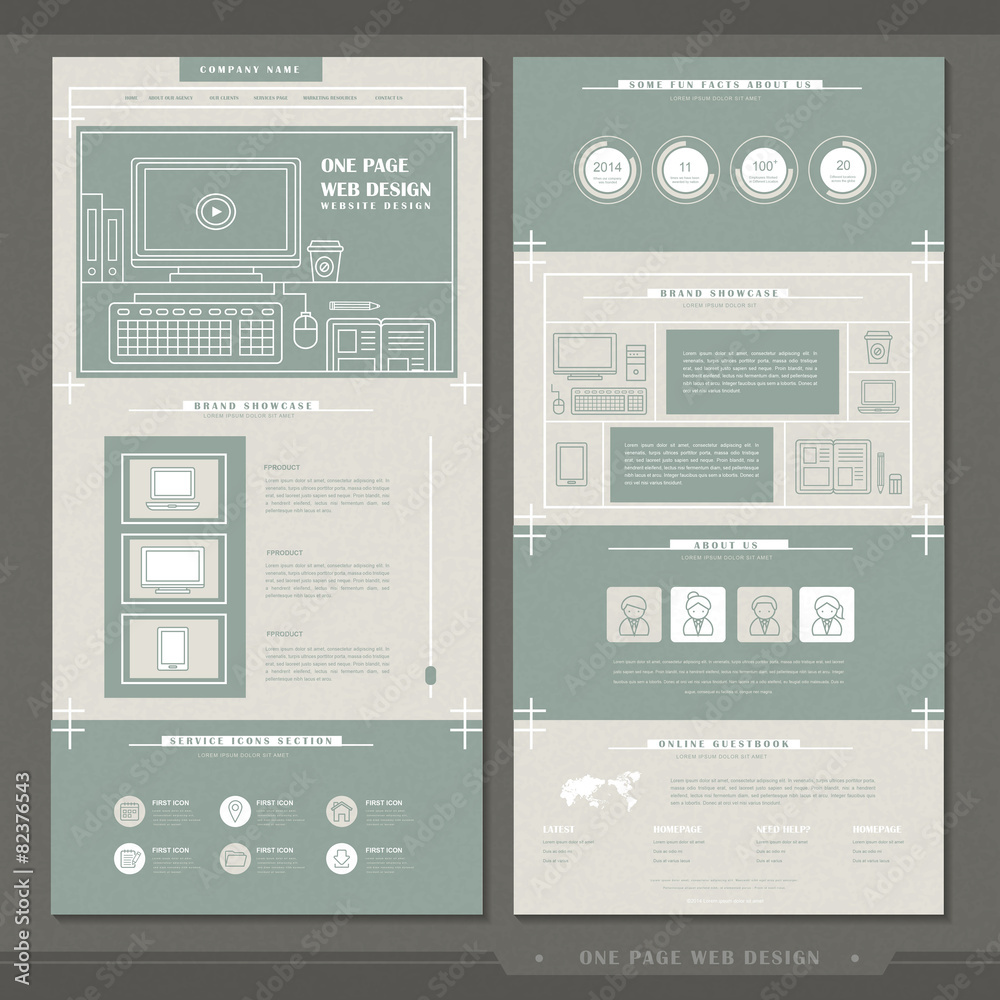 Canvas Prints elegant one page website template design