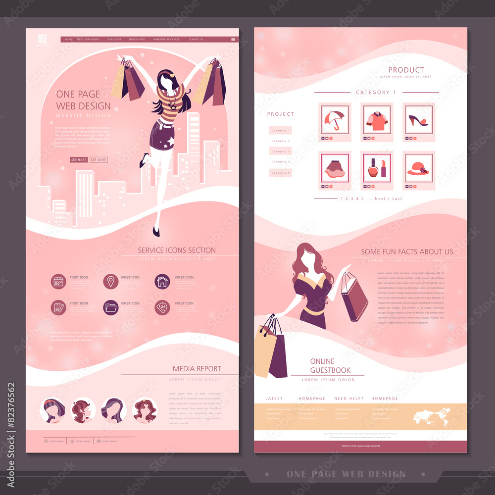 Canvas Prints shopping concept one page website template design