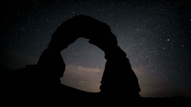 desert arch at nightfall