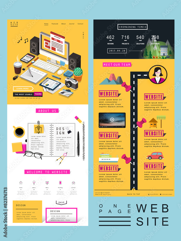 Canvas Prints attractive one page website template design