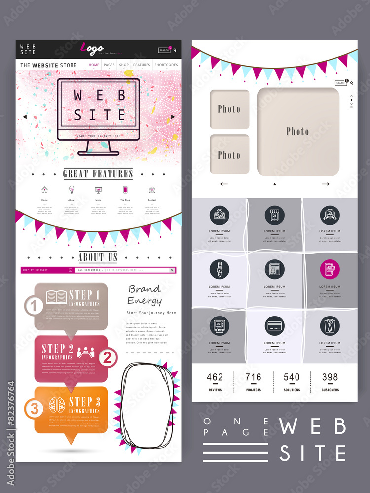 Canvas Prints lovely one page website template design