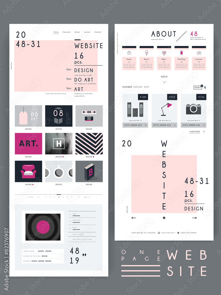 Canvas Prints trendy one page website template design