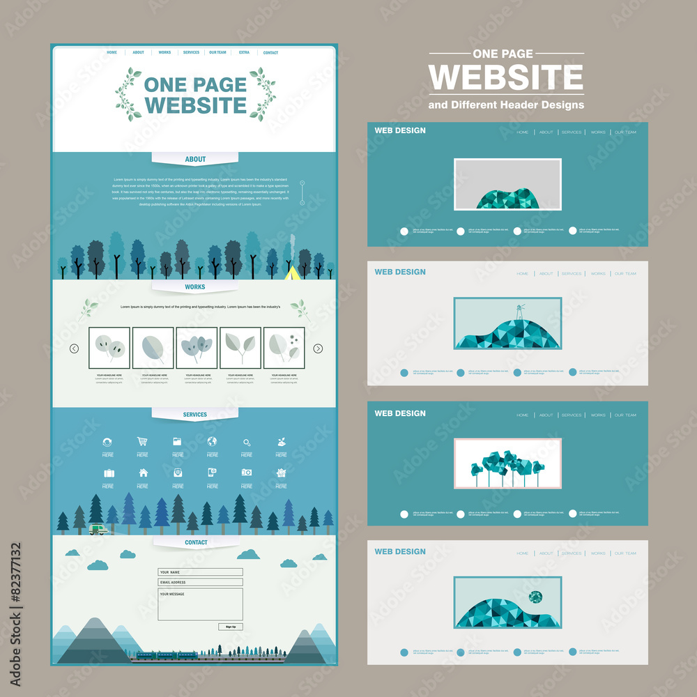 Canvas Prints lovely one page website template design