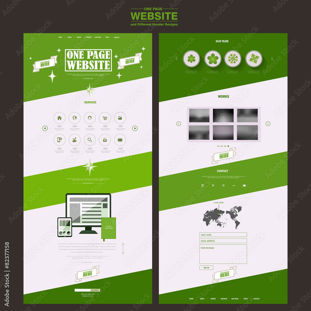 Wall mural simplicity one page website template design