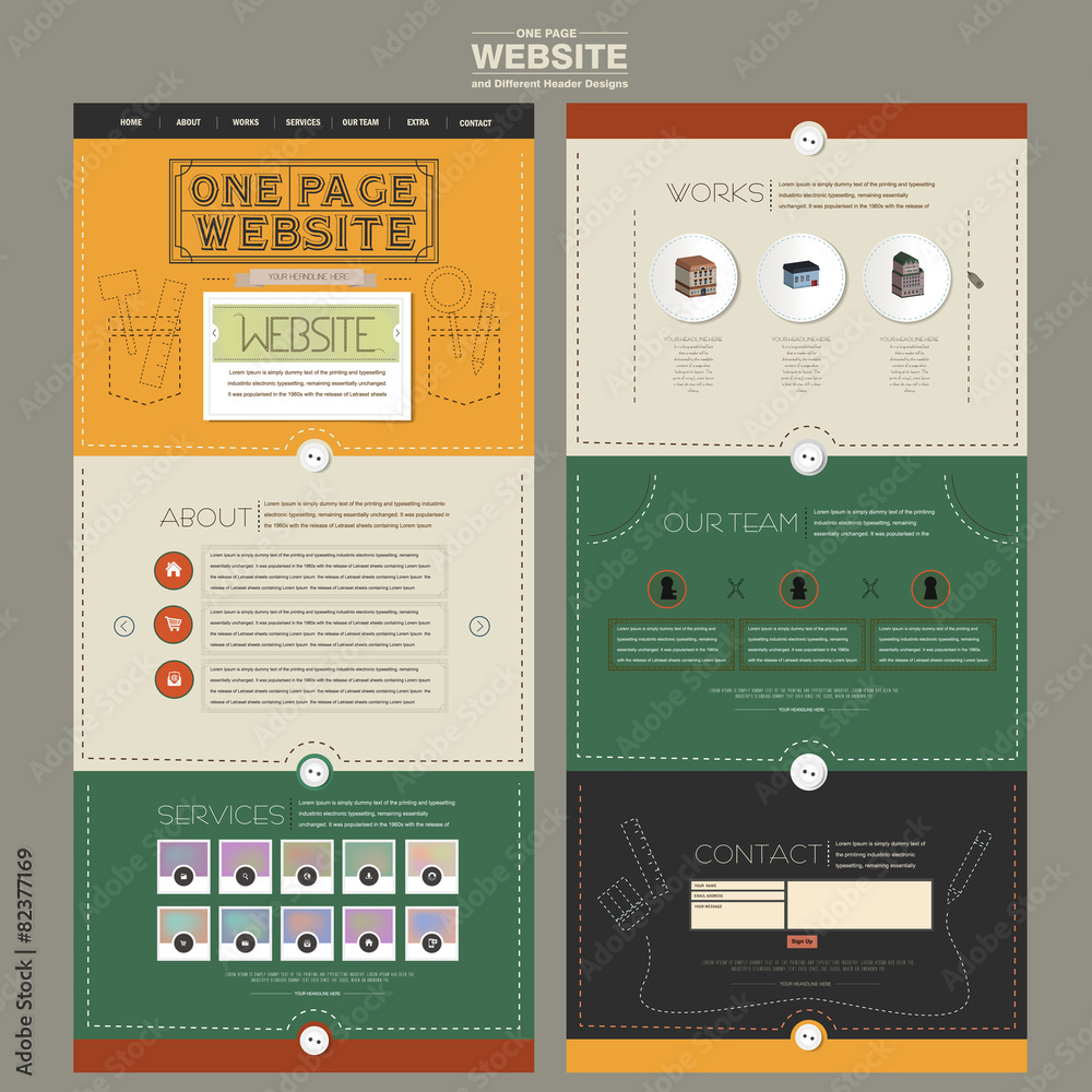 Canvas Prints lovely one page website template design