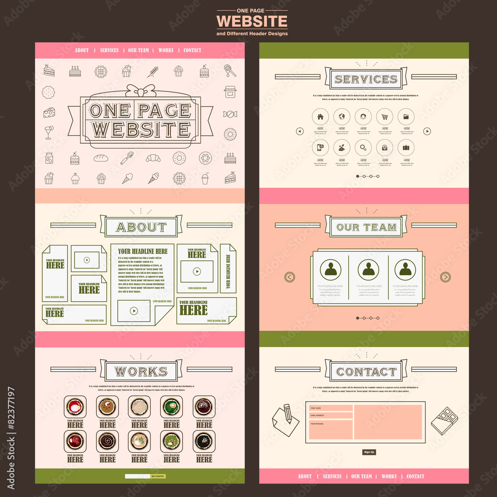 Canvas Prints adorable one page website template design