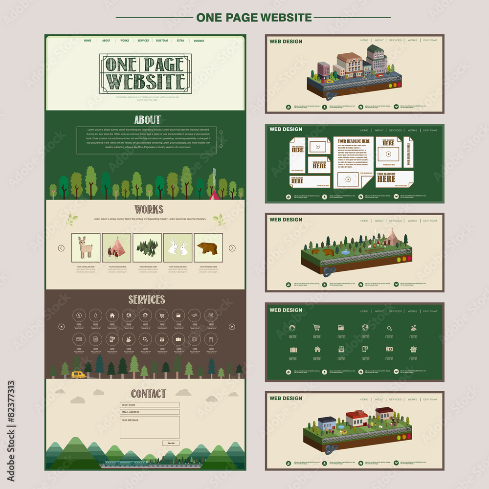 Canvas Prints lovely one page website template design