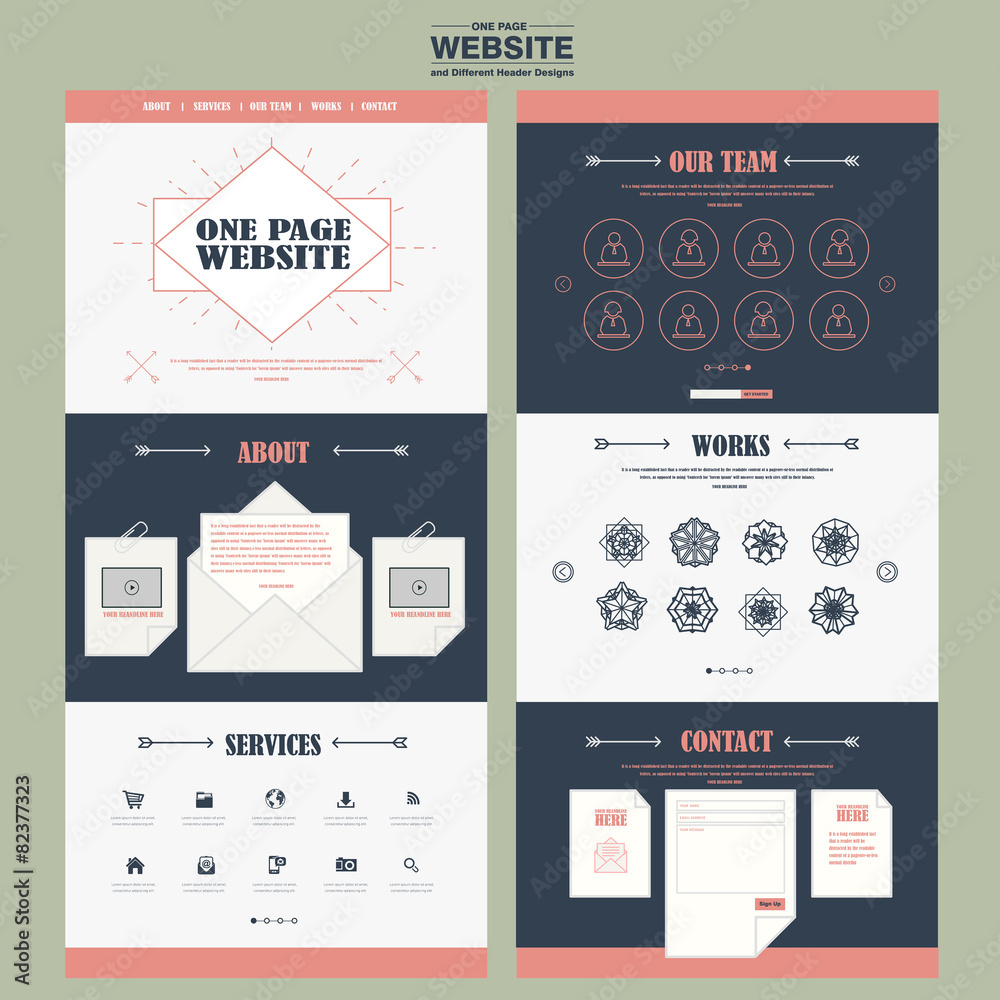 Wall mural simplicity one page website template design