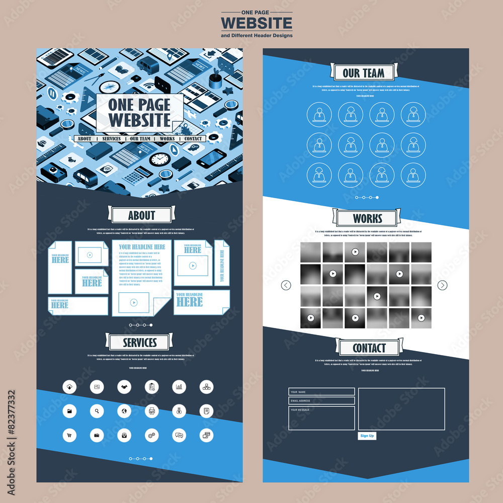 Canvas Prints lovely one page website template design