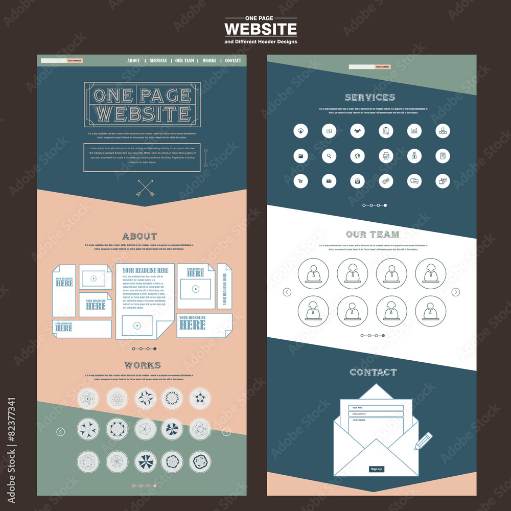 Wall mural simplicity one page website template design