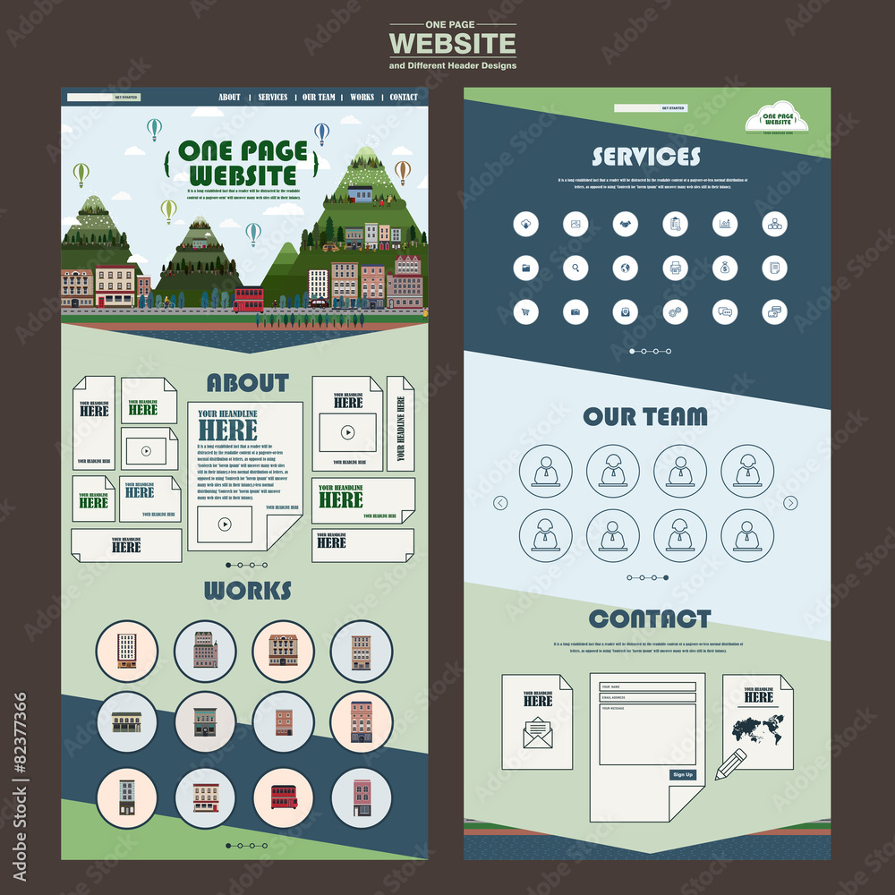 Canvas Prints lovely one page website template design