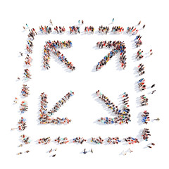 People in the form of arrows.