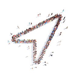 People in the form of arrows.