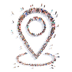 people in the form of a map pointer.