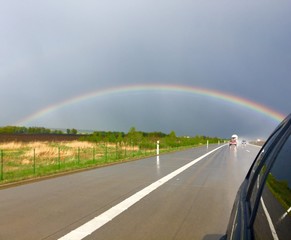 rainbow under road