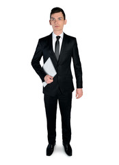 Business man looking camera