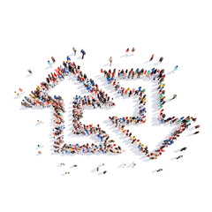 People in the form of arrows.