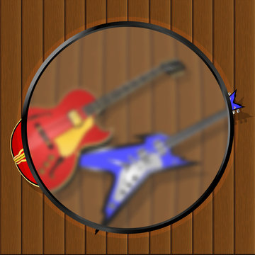 musical background blur with guitars - blank frame
