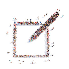 people in the form of pen and paper. Isolated, white background.