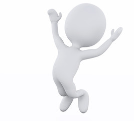 3d white people jumping by happy.