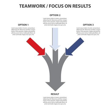 Focus On Results, Converging Arrows, Vector Infographic