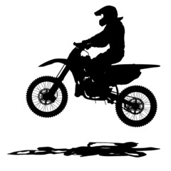 Plakat Black silhouettes Motocross rider on a motorcycle. Vector illust