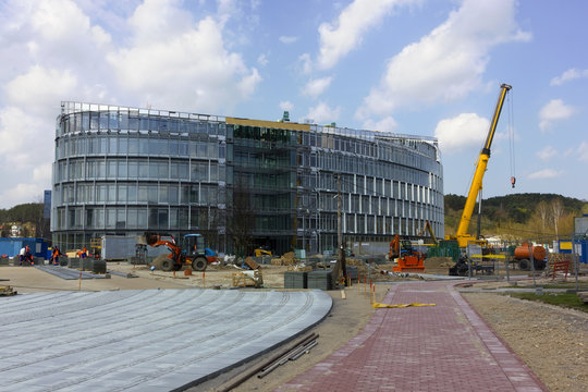 Panorama of big modern building construction