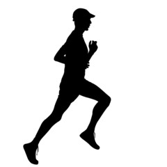Running black silhouettes. Vector illustration.