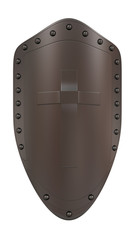 Modern  shield with Christian cross 3d rendering