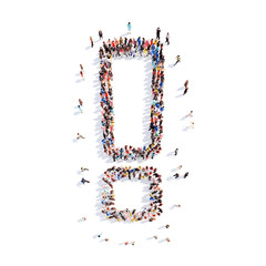 people in the form of an exclamation mark.