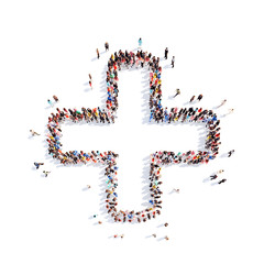 people in the form of a plus.