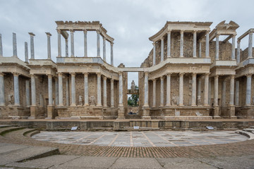 Obraz premium The Roman Theatre in Merida, Spain. Front View