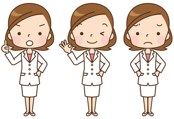 女性　医者　表情セット