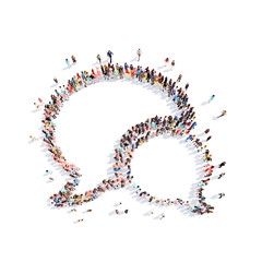 People in the shape of a chat bubble.