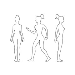 Vector silhouette  woman on a white background.