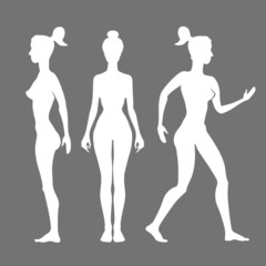Vector silhouette  woman on a white background.