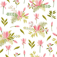 Beautiful seamless pattern with spring flowers.