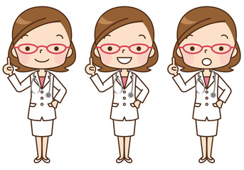 女性　医者　表情セット