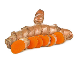 Fresh turmeric isolated on white background