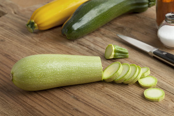 Fresh raw courgettes