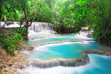 Fototapeta na wymiar Waterfall in deep rain forest jungle