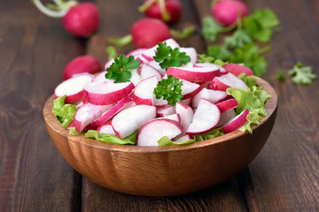 Spring salad with fresh radish