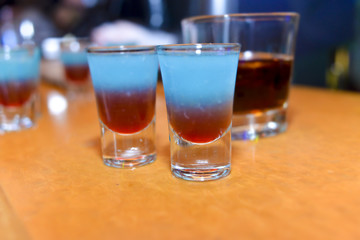 Colorful cocktails in a bar