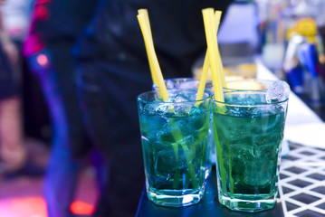Colorful cocktails in a bar