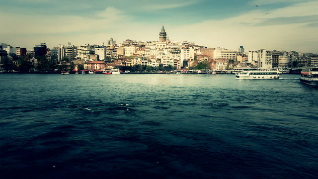 Galata tower medieval landmark in Istanbul, Turkey