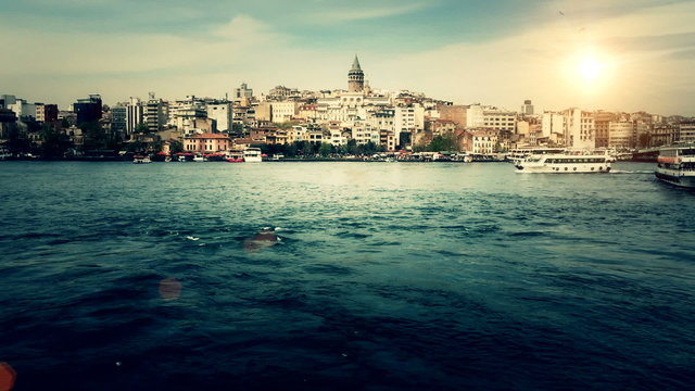 Galata tower medieval landmark in Istanbul, Turkey