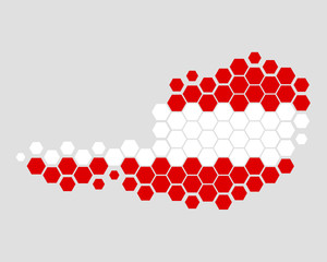 Karte und Fahne von Österreich